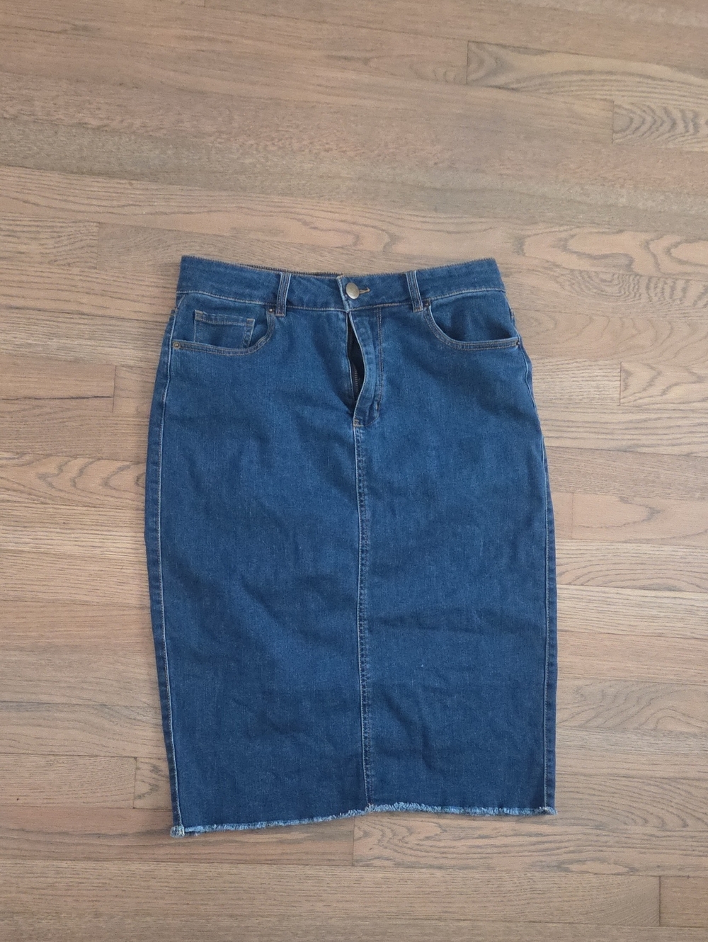 Classic Blue Denim Pencil Skirt - Women